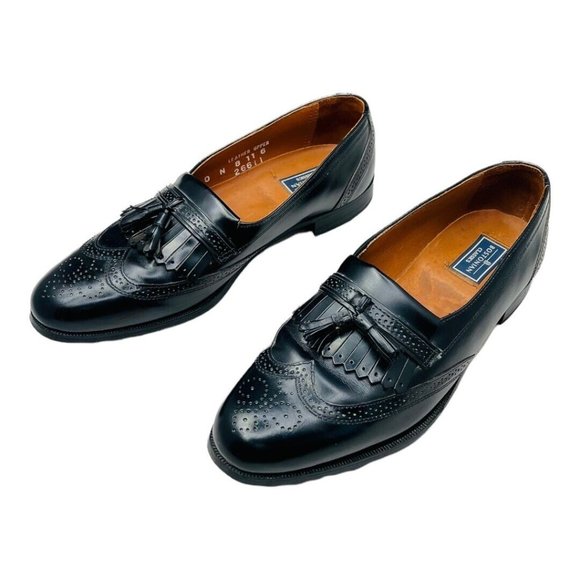 Bostonian Evanston Black Leather Brogue Wingtip Kiltie Tassels Shoes Men size 10 - Picture 5 of 12